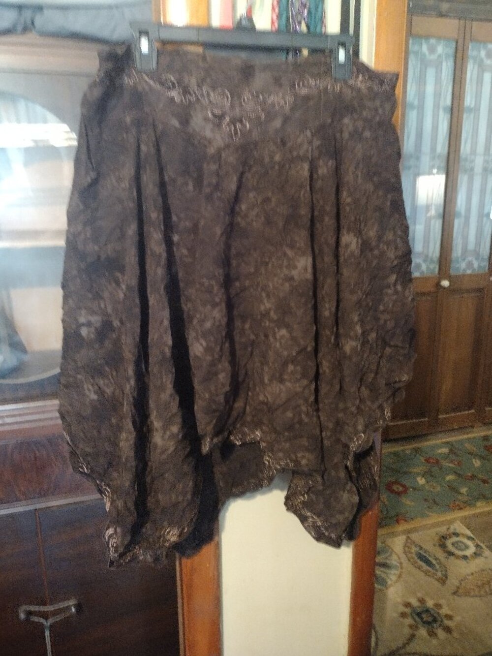 Lost Island tie-dyed brown handkerchief hem skirt